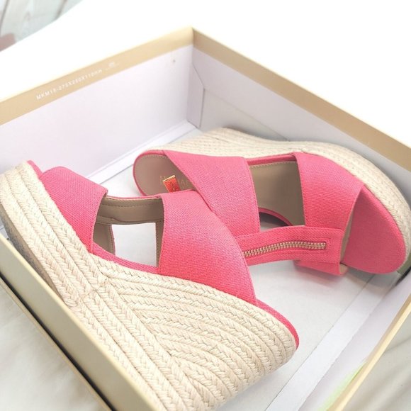 Michael Kors Womens Bradley 40S3BYMS1D Geranium Wedge Espadrille Sandal Sz 7.5M - Picture 8 of 10